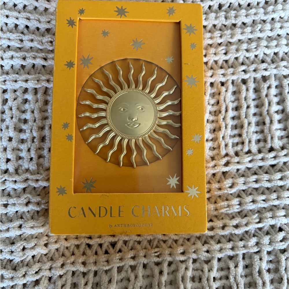 Anthropologie Gold Sun Candle Adornments